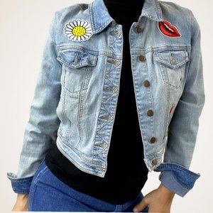 GB Stretchy Patchy Applique Denim Jacket